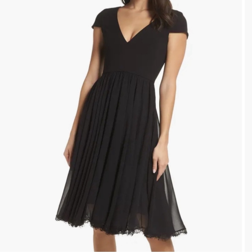 Dress the Population Corey Midi Dress Black NWT Size L